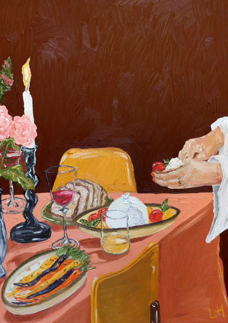 burrata + bread at the table