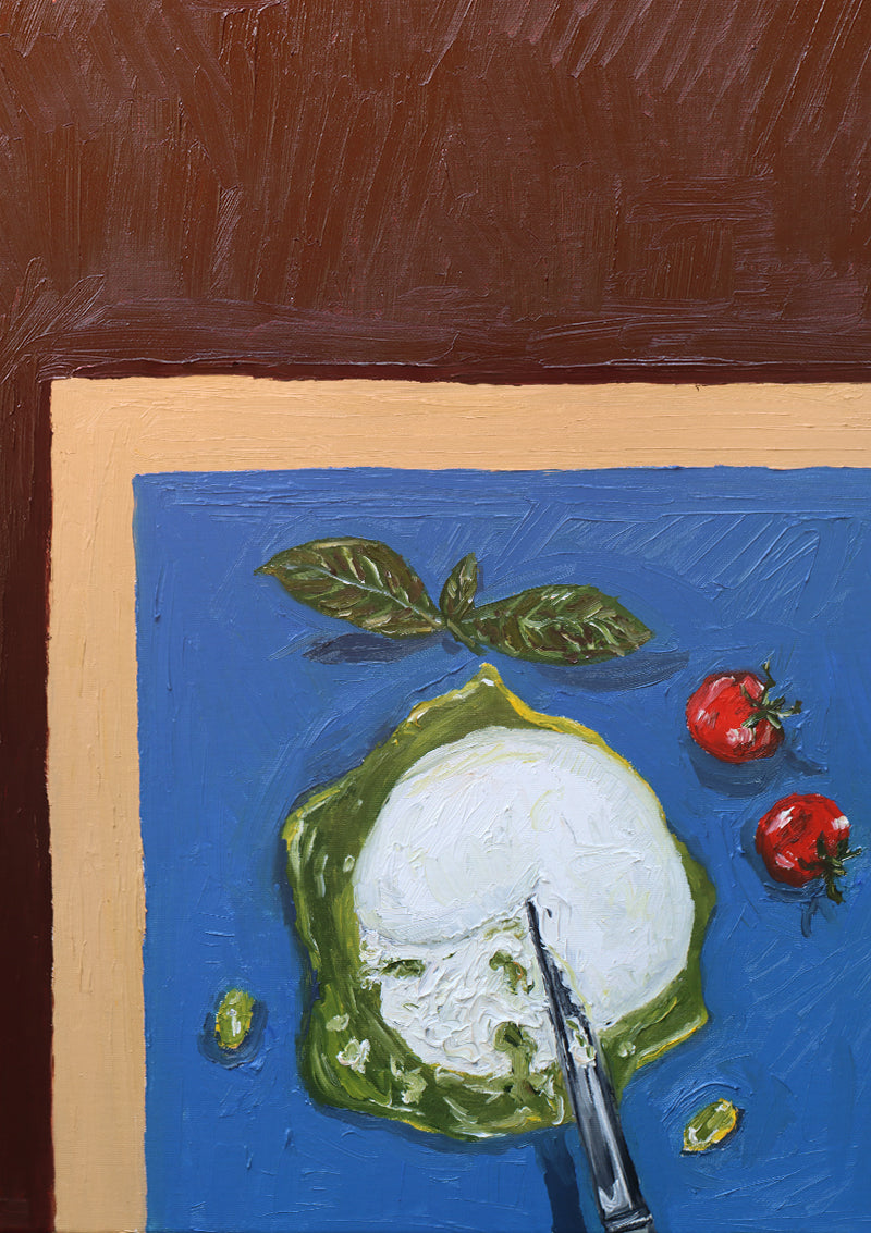 cutting the burrata