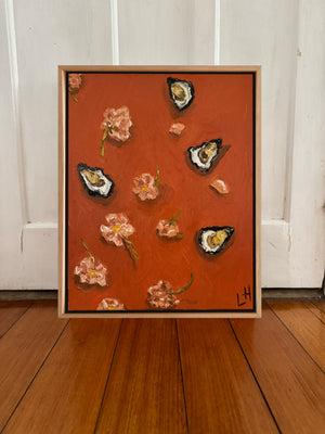 falling flowers, oysters