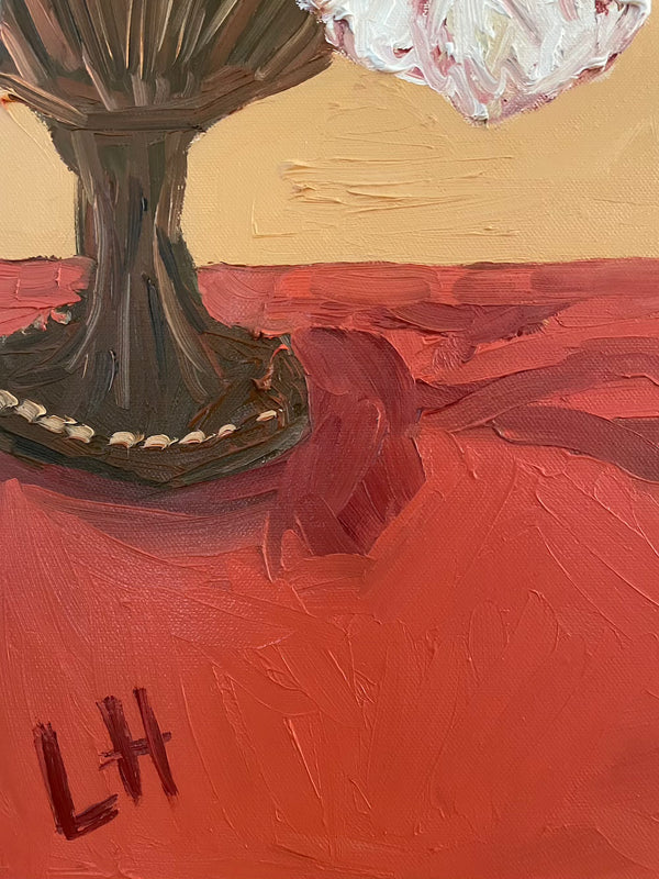 flowers in brown vase