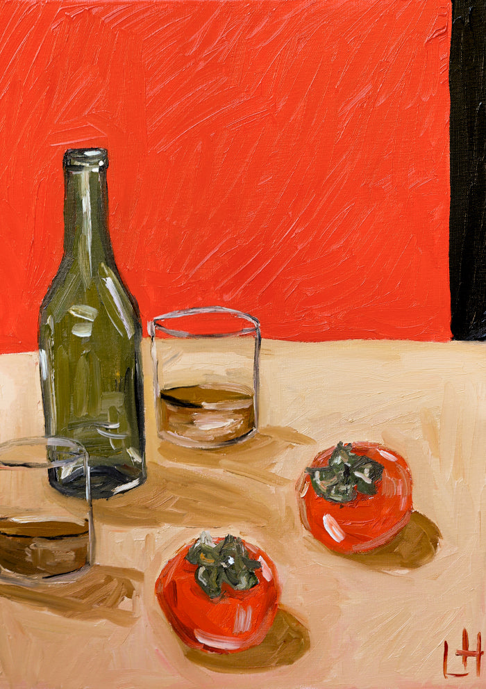 persimmons, stiff drink
