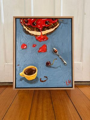 coffee cake on blue