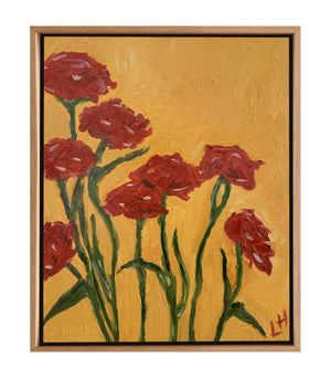 carnations on yellow
