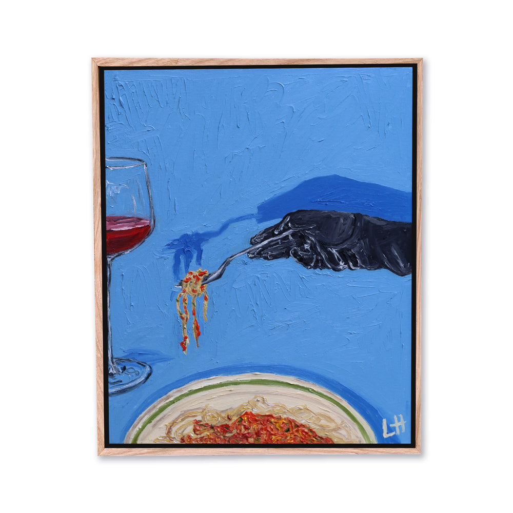 dining on spaghetti