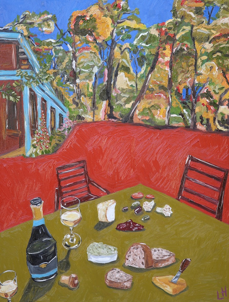 outside, early evening