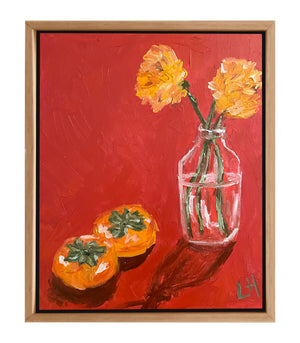 persimmon, peony