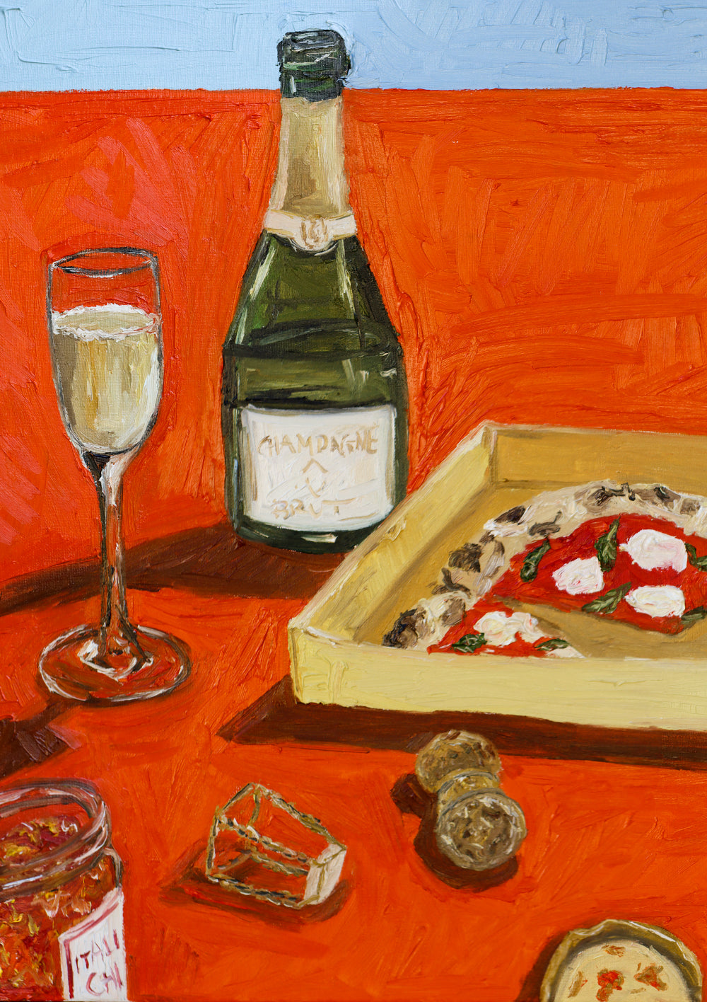 champagne, pizza, chilli