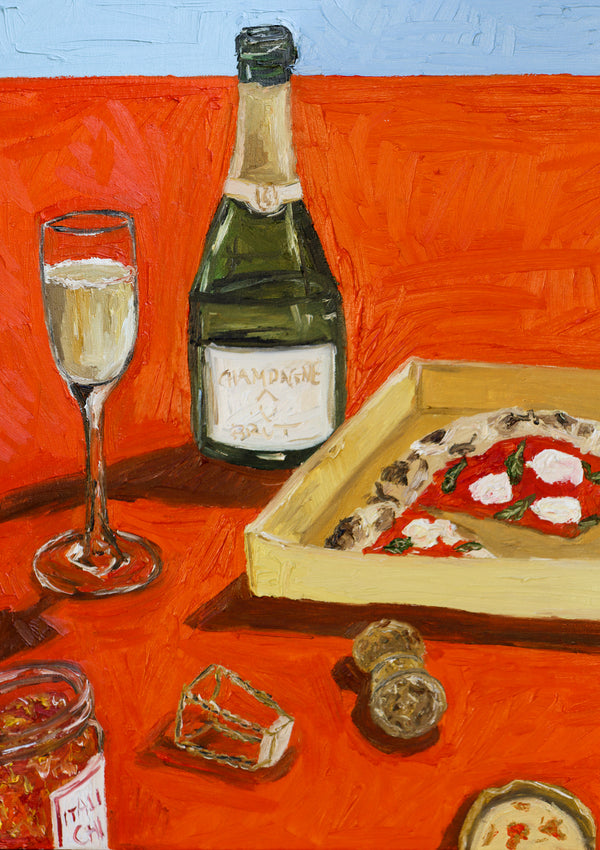 champagne, pizza, chilli