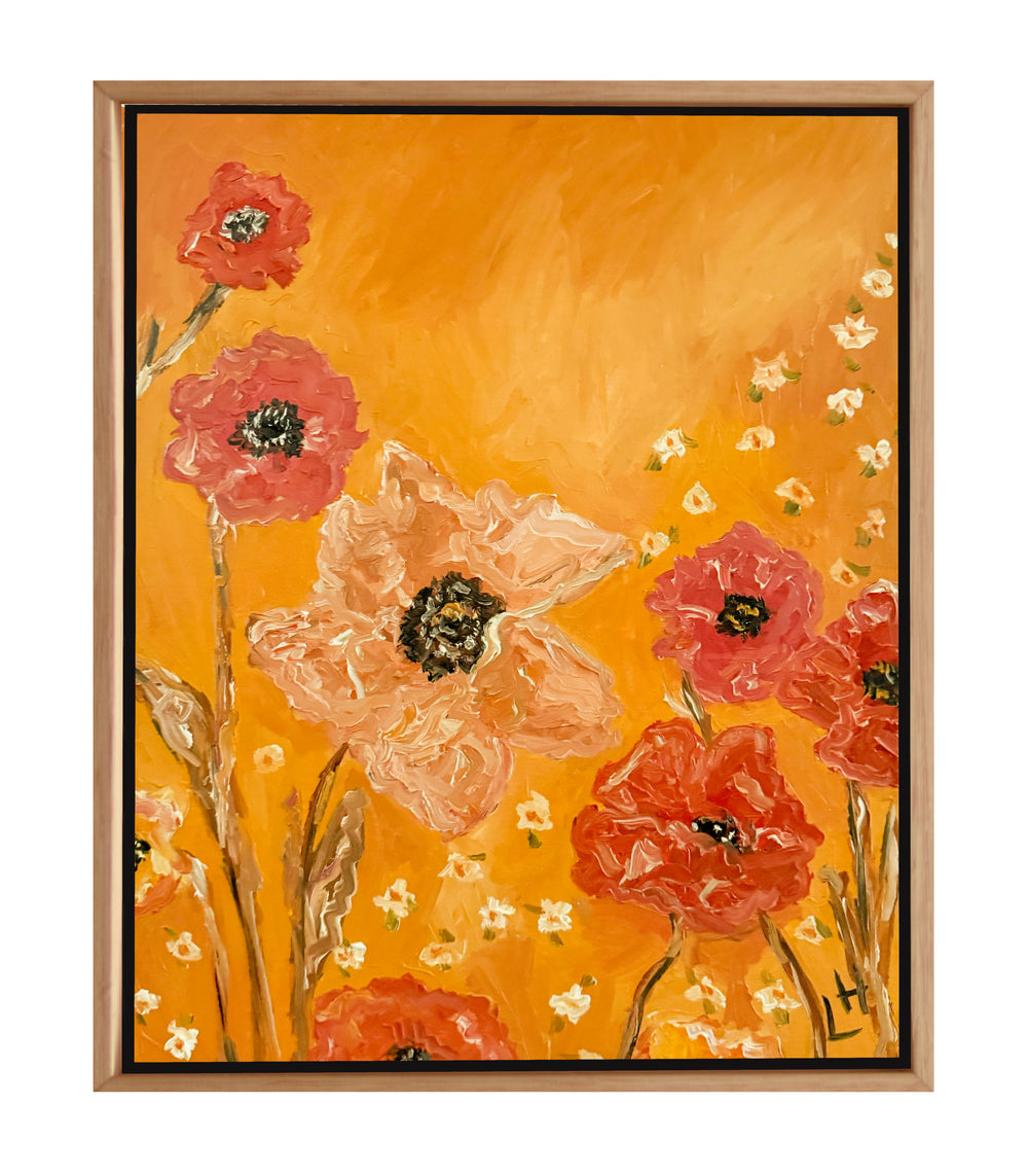 poppies on orange