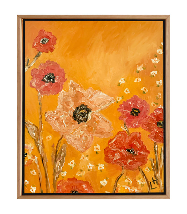 poppies on orange