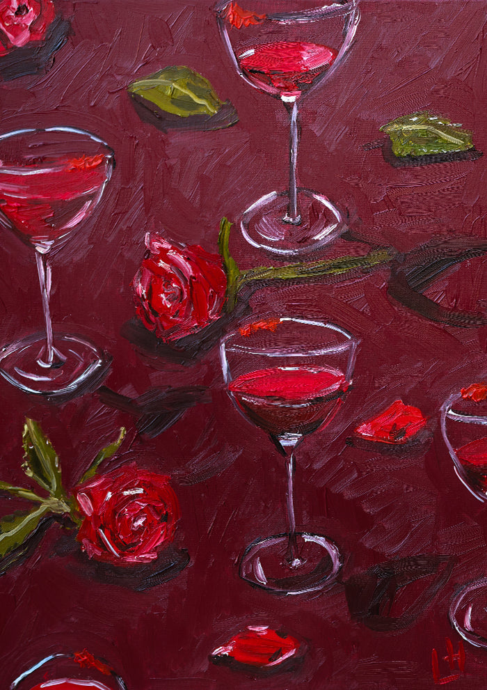 red roses, red wine