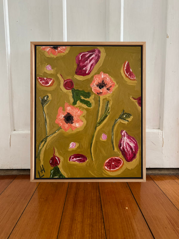 shades of pink on green