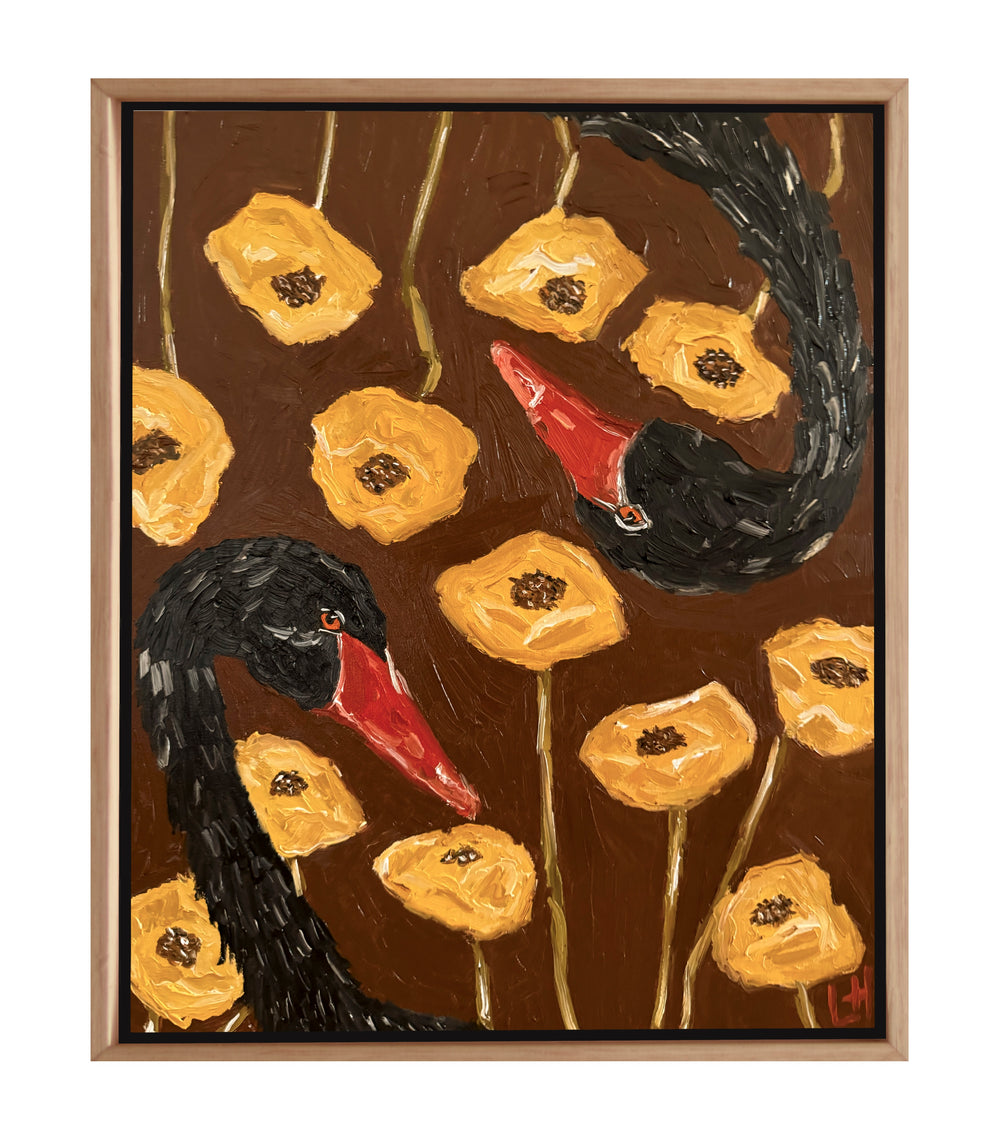 swans on flowers