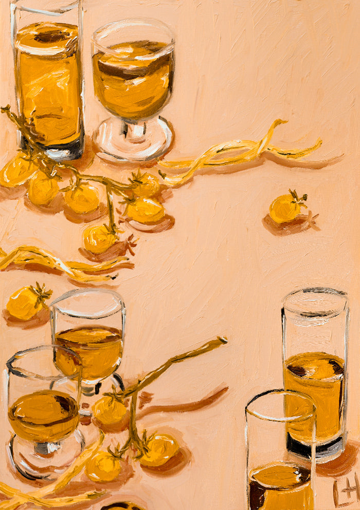 yellow tomato, bean, drink