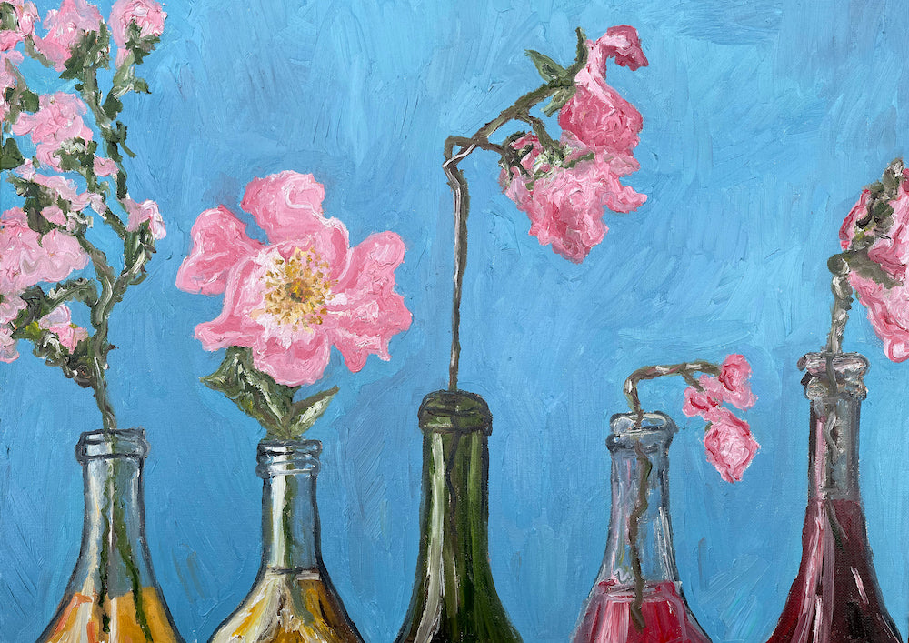 garden flowers in wine