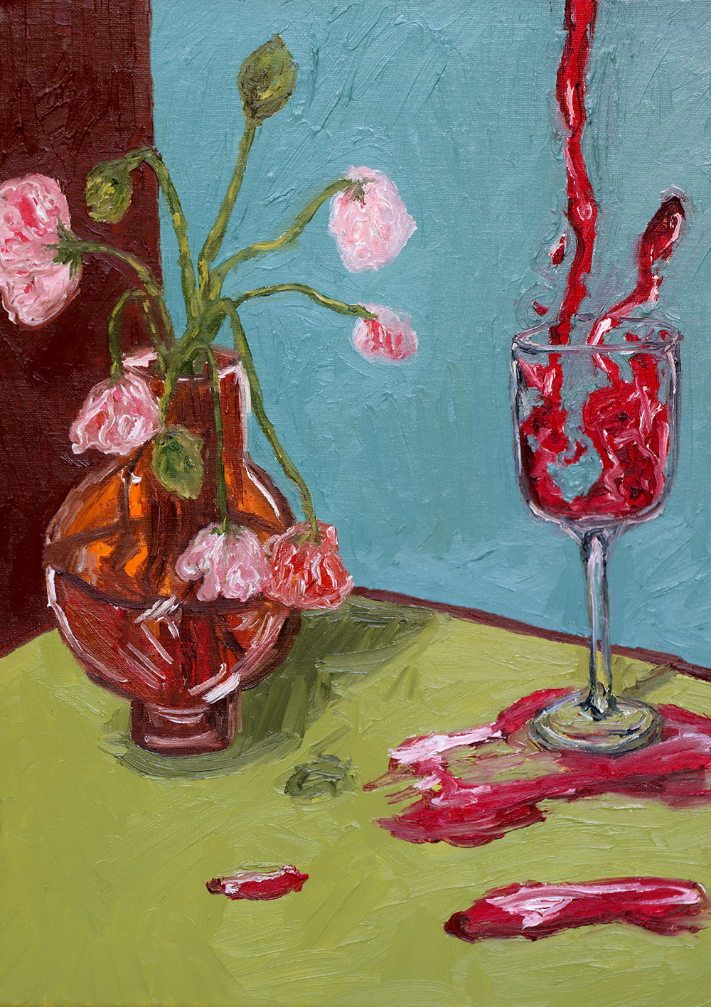 wilted flowers + wine stains